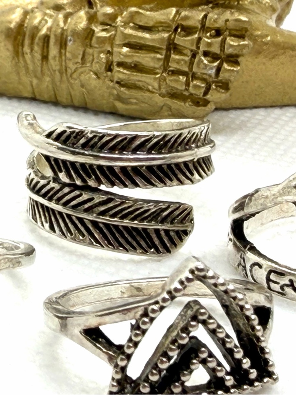 4 Silver Plated Boho Assorted Rings - Picture 7 of 7